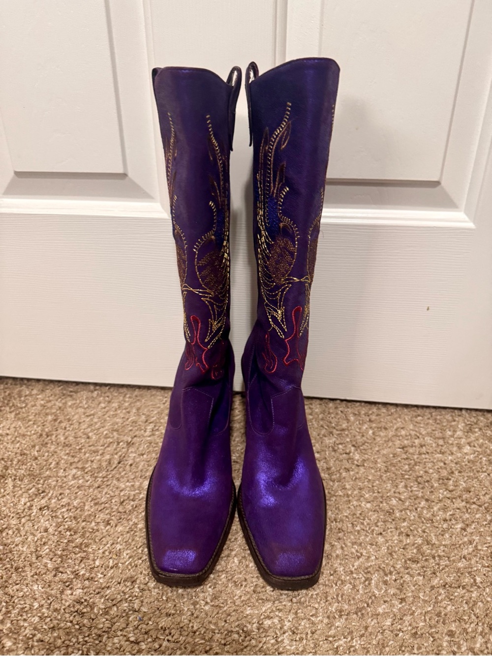 Gianni Bini Purple Metallic Embroidered Knee-High Boots